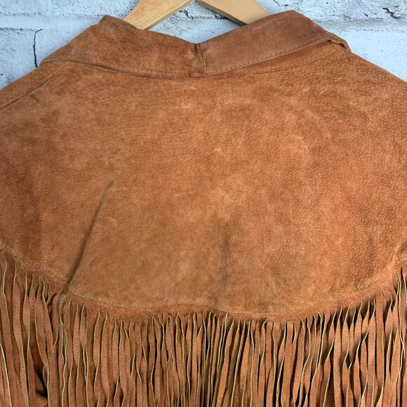 Vintage Suede Fringe Cropped Boho Chic Blazer Jacket - Picture 5 of 16